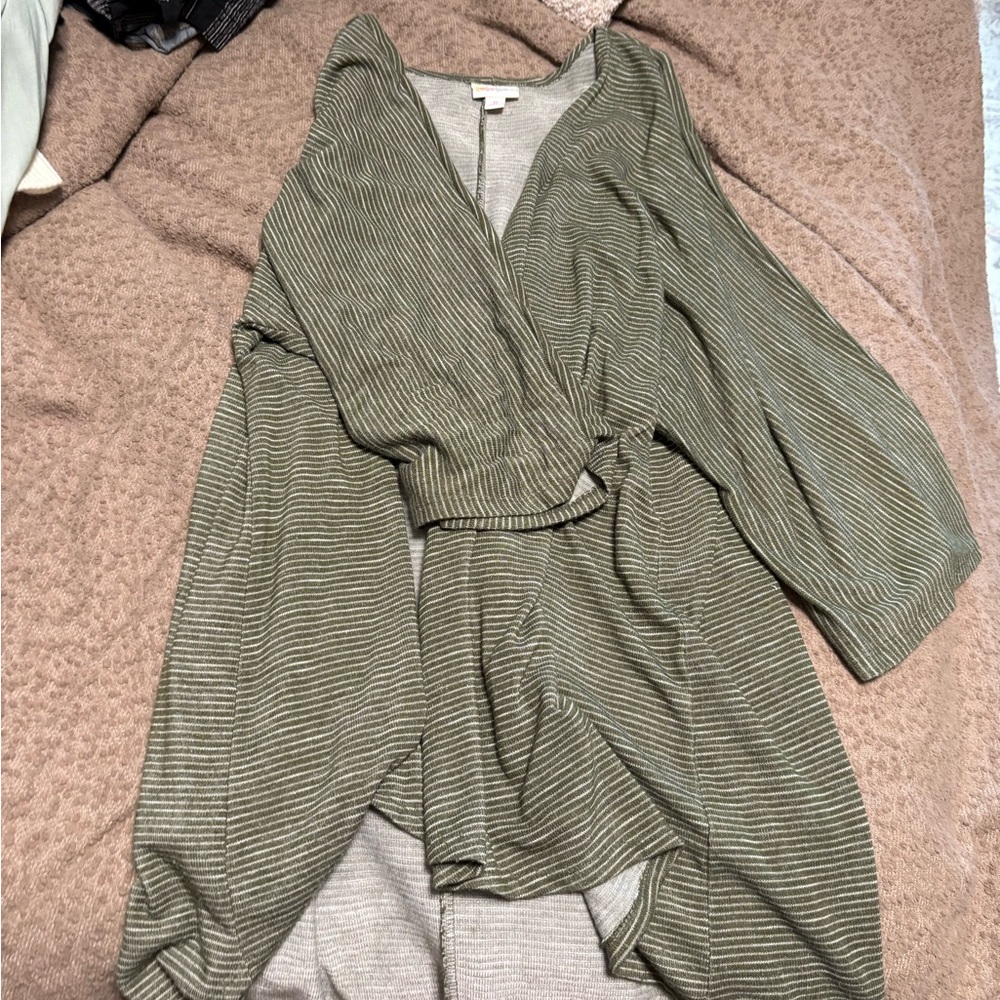 LuLaRoe Olive Green Striped Top